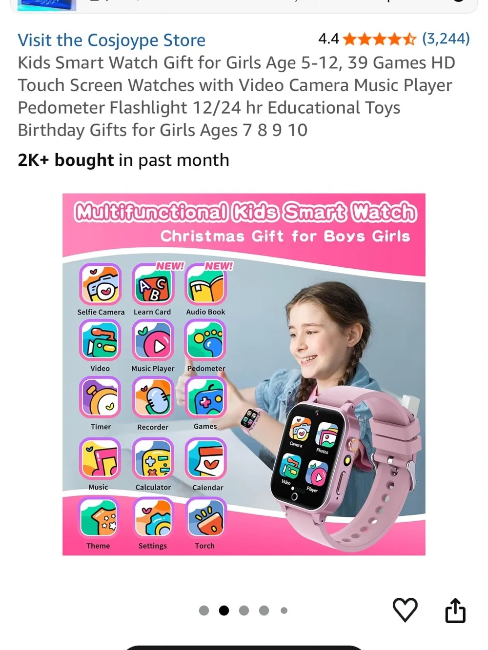 NEW IN BOX Pink Kids Smartwatch with Camera and Color Screen
